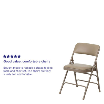 Beige Vinyl Folding Chair