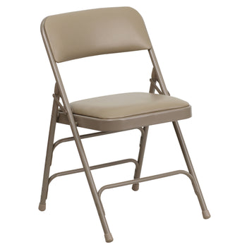 Beige Vinyl Folding Chair