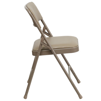 Beige Vinyl Folding Chair