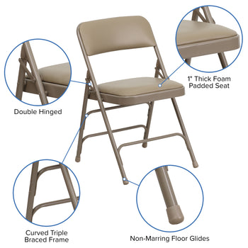 Beige Vinyl Folding Chair