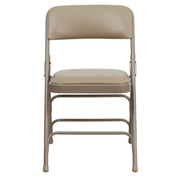 Beige Vinyl Folding Chair