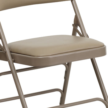 Beige Vinyl Folding Chair