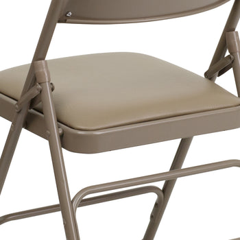 Beige Vinyl Folding Chair