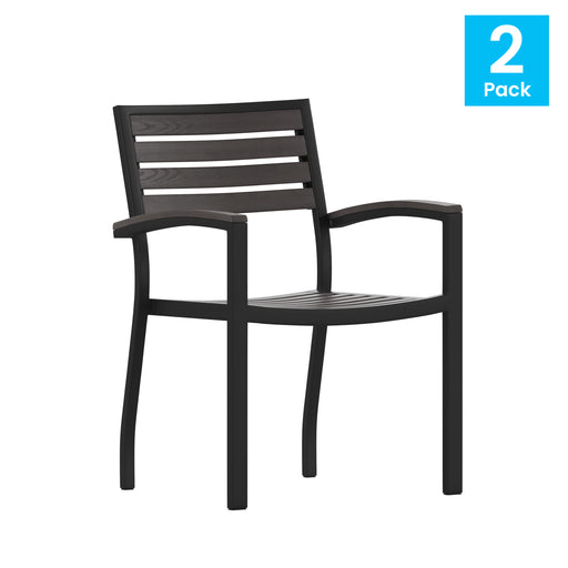 2PK Gray Faux Teak Deck Chairs