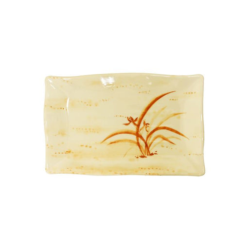 Thunder Group 2408 12 oz, 8 1/2" X 5 3/4" Wave Rectangular Plate, Gold Orchid - Dozen