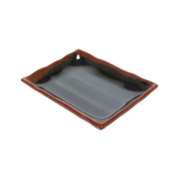 Thunder Group 2408TM 12 oz, 8 1/2" X 5 3/4" Wave Rectangular Plate, Tenmoku - Dozen