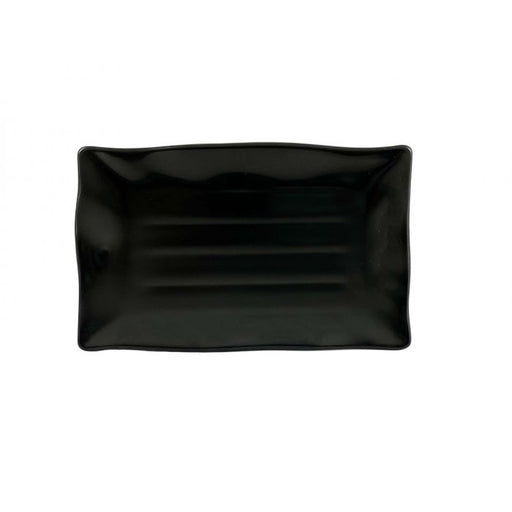 Thunder Group 24140BK 13 1/2" X 9 1/8" Wave Rectangular Plate, Black - Dozen