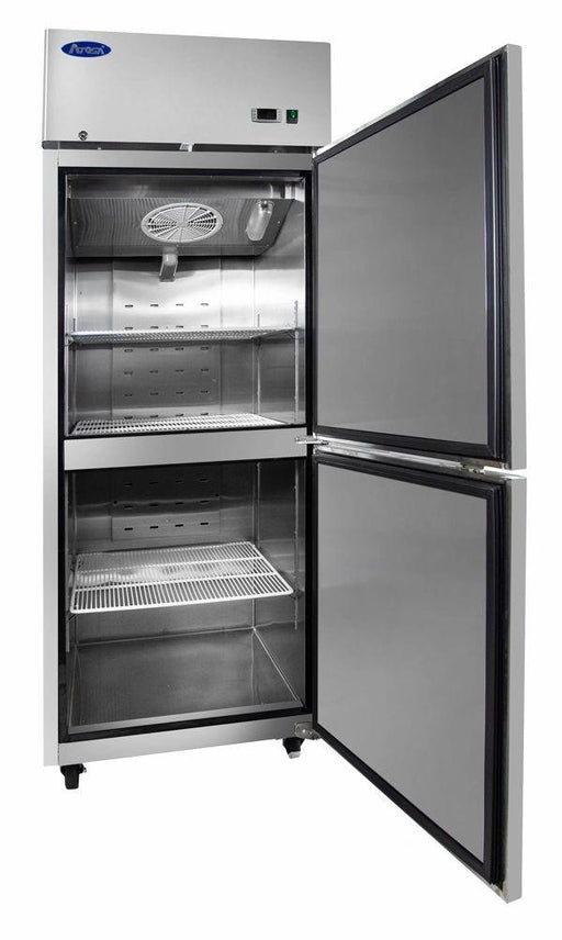 Atosa USA MBF8010GR 29-Inch One Split Door Upright Refrigerator Open
