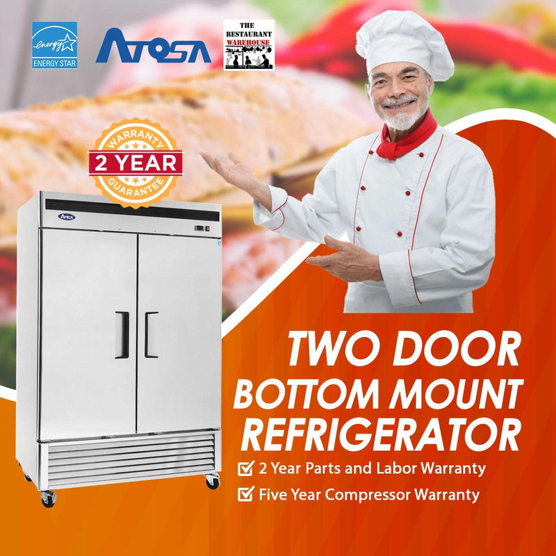 Atosa USA MBF8507 54-Inch Two Door Upright Refrigerator - Energy Star Rated