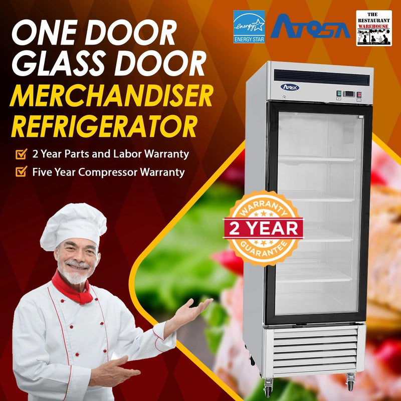 Atosa USA MCF8705GR 27-Inch Glass Single Door Merchandiser Upright Refrigerator