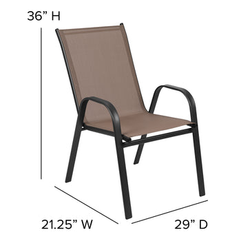 4PK Brown Patio Stack Chair