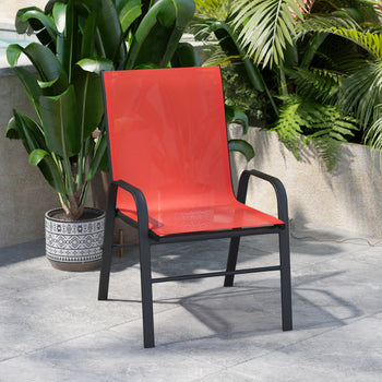4PK Red Patio Stack Chair