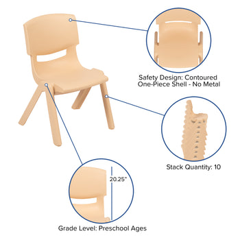 4PK Natural Plastic Chair