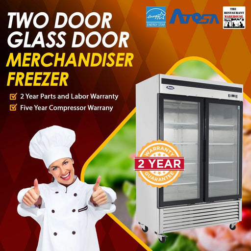 Atosa USA MCF8703 55-Inch Glass Two Door Merchandiser Upright Freezer