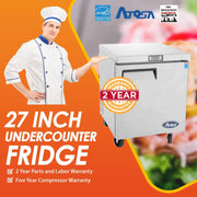 Atosa USA MGF8401 Undercounter 27-Inch One Door Refrigerator - Energy Star Rated