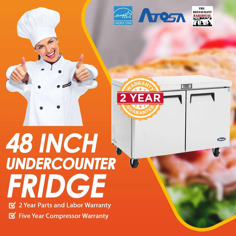 Atosa USA MGF8402 Undercounter 48-Inch Two Door Refrigerator - Energy Star Rated