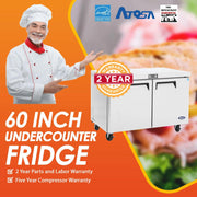 Atosa USA MGF8403 Undercounter 60-Inch Two Door Refrigerator - Energy Star Rated