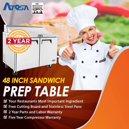 Chef AAA - TSP29M, Commercial 29 12 Pan Salad Sandwich Food Prep Tabl