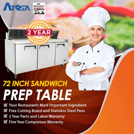 Atosa MSF8304 72-Inch Sandwich Prep Table