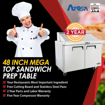 Atosa MSF8306 48-Inch Mega Top Sandwich Prep Table