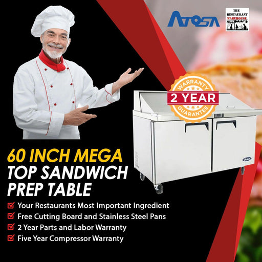 Atosa MSF8307 60-Inch Mega Top Sandwich Prep Table