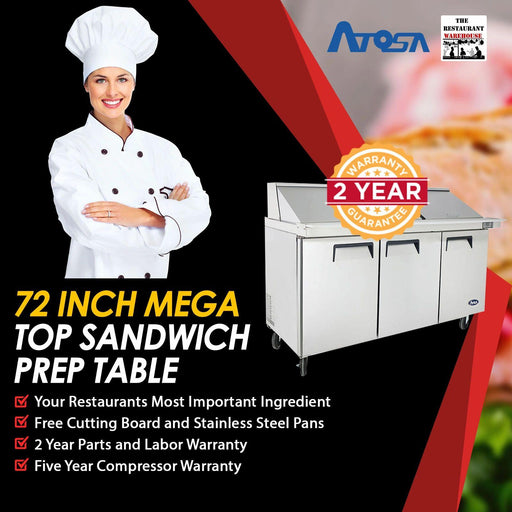 Chef AAA - TSP29M, Commercial 29 12 Pan Salad Sandwich Food Prep Tabl