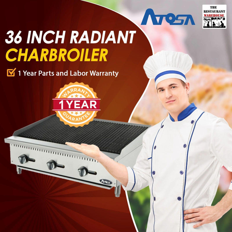 Atosa USA ATRC-36 Heavy Duty Stainless Steel 36-Inch Radiant Broiler - Propane