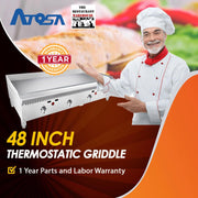 Atosa USA ATMG-48T 48-Inch Thermostatically Controlled Griddle NG
