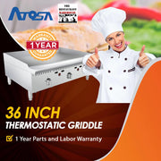 Atosa USA ATMG-36T 36-Inch Thermostatically Controlled Griddle NG