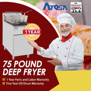 Atosa USA ATFS-75 Heavy Duty 75 LB Stainless Steel Deep Fryer - Propane
