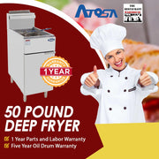 Atosa USA ATFS-50 Heavy Duty 50 LB Stainless Steel Deep Fryer - Propane