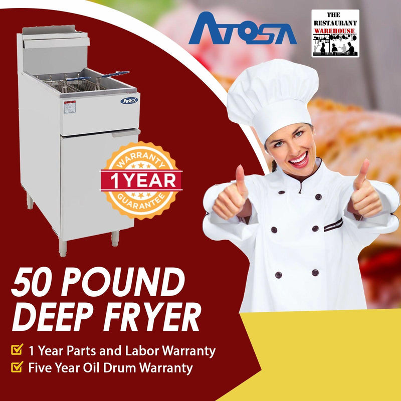 Atosa USA ATFS-50 Heavy Duty 50 LB Stainless Steel Deep Fryer - Propane