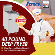 Atosa USA ATFS-40 Heavy Duty 40 LB Stainless Steel Deep Fryer - Natural Gas