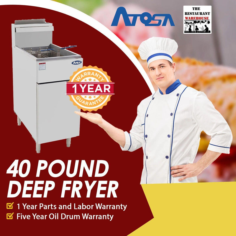 Atosa USA ATFS-40 Heavy Duty 40 LB Stainless Steel Deep Fryer - Propane