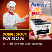 Atosa USA ATSP-18-2L 18-Inch Low Double Burner Stock Pot Stove - Propane