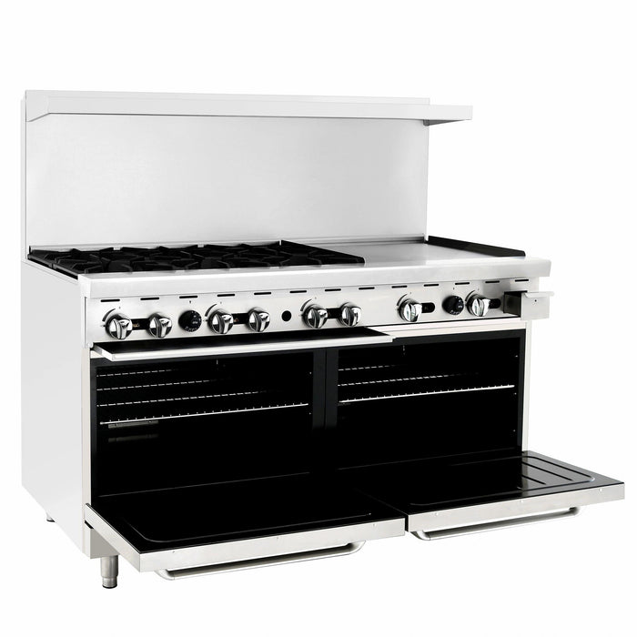 Atosa CookRite AGR-2B24GR, 36-Inch 2 Burner Heavy Duty Gas Range with  24-Inch Right Griddle and Single Oven