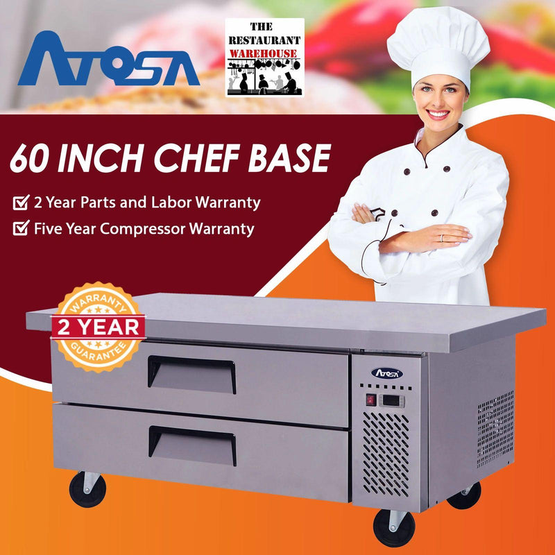Atosa USA MGF8452 60-Inch Chef Base Refrigerated Equipment Stand