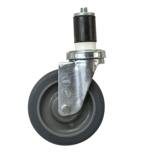 BK Resources 5SBR-RA-GR-PS4 5" Gray Rubber Expanding Stem Swivel Caster- Qty 4 (2 With Brake)