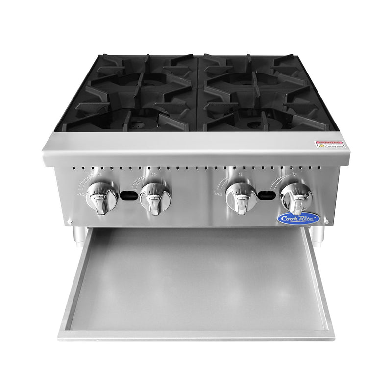 Atosa USA ATHP-24-4 Heavy Duty Stainless Steel 24-Inch Four Burner Hotplate - Natural Gas