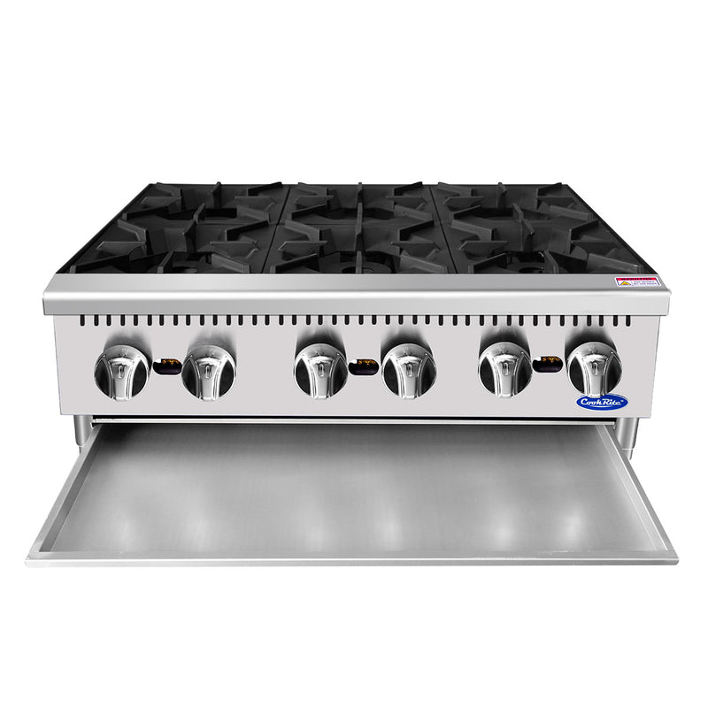 Atosa USA ATHP-36-6 Heavy Duty Stainless Steel 36-Inch Six Burner Hotplate - Propane