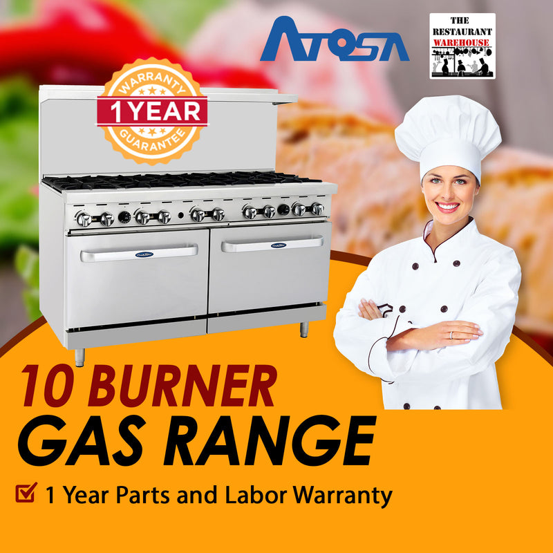 Atosa USA AGR-10B 60-Inch Ten Burner Natural Gas Range