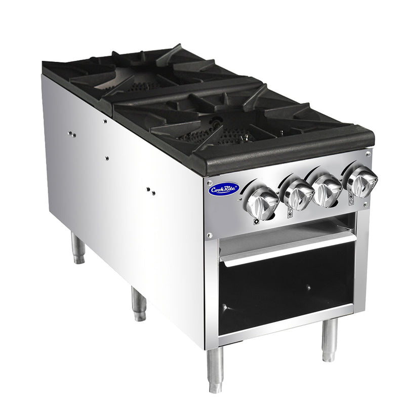 Atosa USA ATSP-18-2 Heavy Duty Stainless Steel 18-Inch Double Burner Stock Pot Stove - Propane