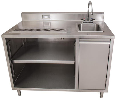 BK ResourcesBEVT-3048R Stainless Beverage Table, Sink On Right 5" Backsplash Electric Outlet 30 x 48