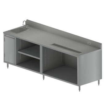 BK ResourcesBEVT-3096L Stainless Beverage Table, Sink On Left 5" Backsplash Electric Outlet 30 x 96