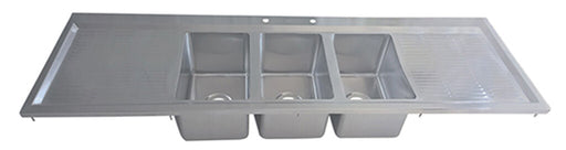BK Resources BK-DIS-1014-3-18T 3 Compartment Dropin Sink 10"x14"x10" w/ Dual 18" Drainboards