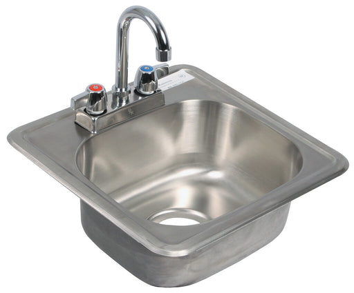 BK Resources BK-DIS-1515-P-G 1 Compartment Dropin Sink 15"x15" w/ Faucet
