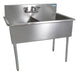 BK Resources BK8BS-2-18-12 Stainless Steel 2 Compartment Budget Sink, Rolled Front & Side Edges 18X18X12D Bowls