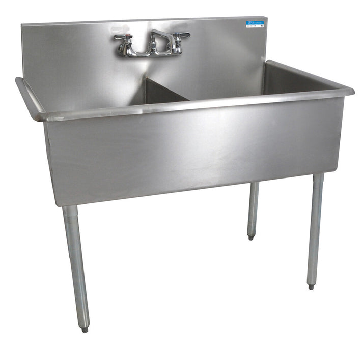BK Resources BK8BS-2-24-12 Stainless Steel 2 Compartment Budget Sink, Rolled Front & Side Edges 24X24X12D