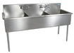 BK Resources BK8BS-3-1221-12 Stainless Steel 3 Compartment Budget Sink, Rolled Edges 12X21X12D