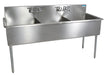 BK Resources BK8BS-3-24-12 
Stainless Steel 3 Compartment Budget Sink, Rolled Edges 24X24X12D